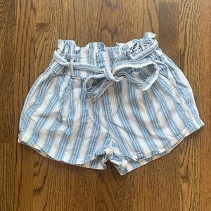 Rewash High Waisted Paper Bag Striped Shorts
